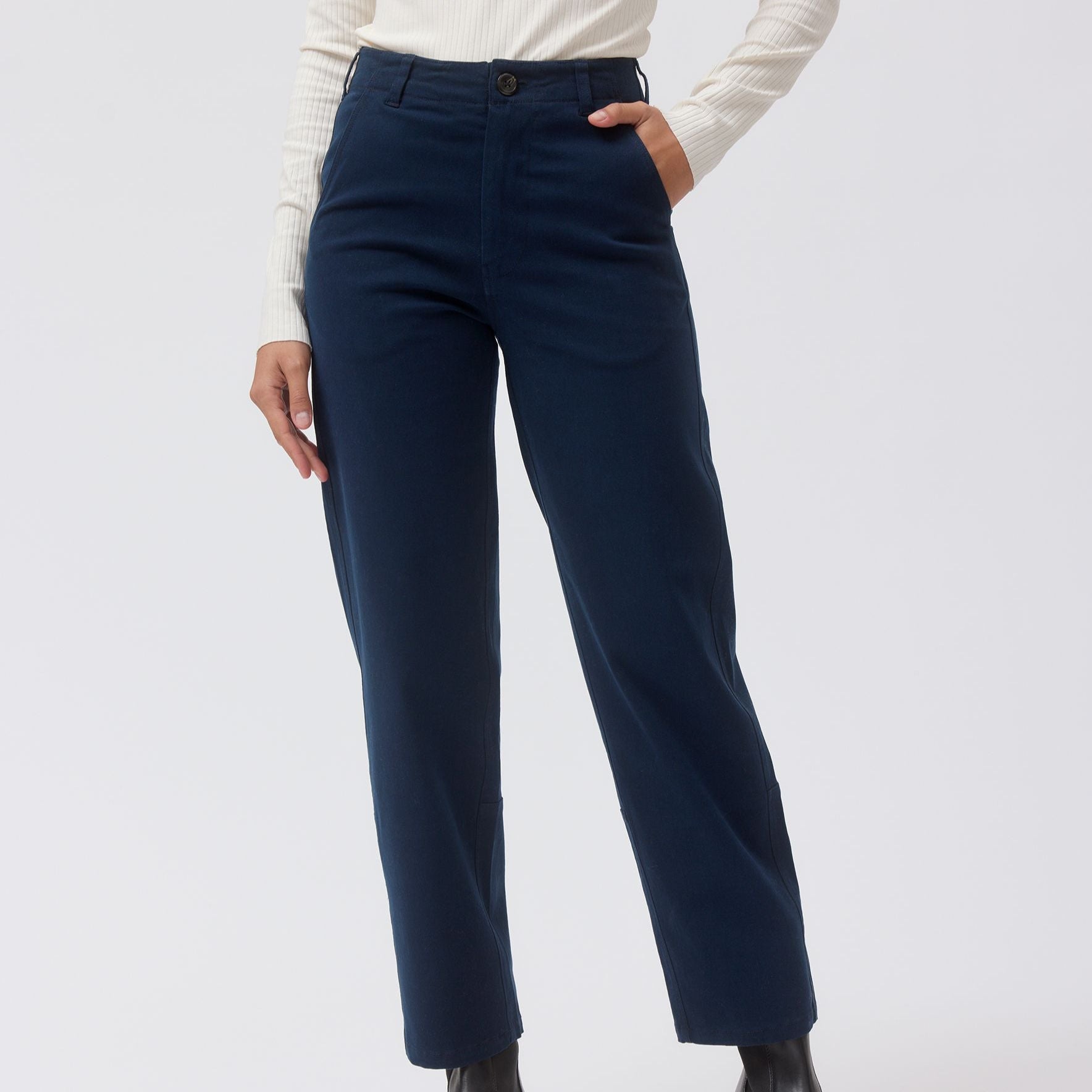 People Wear Organic Chino-Hose L Dunkelblau