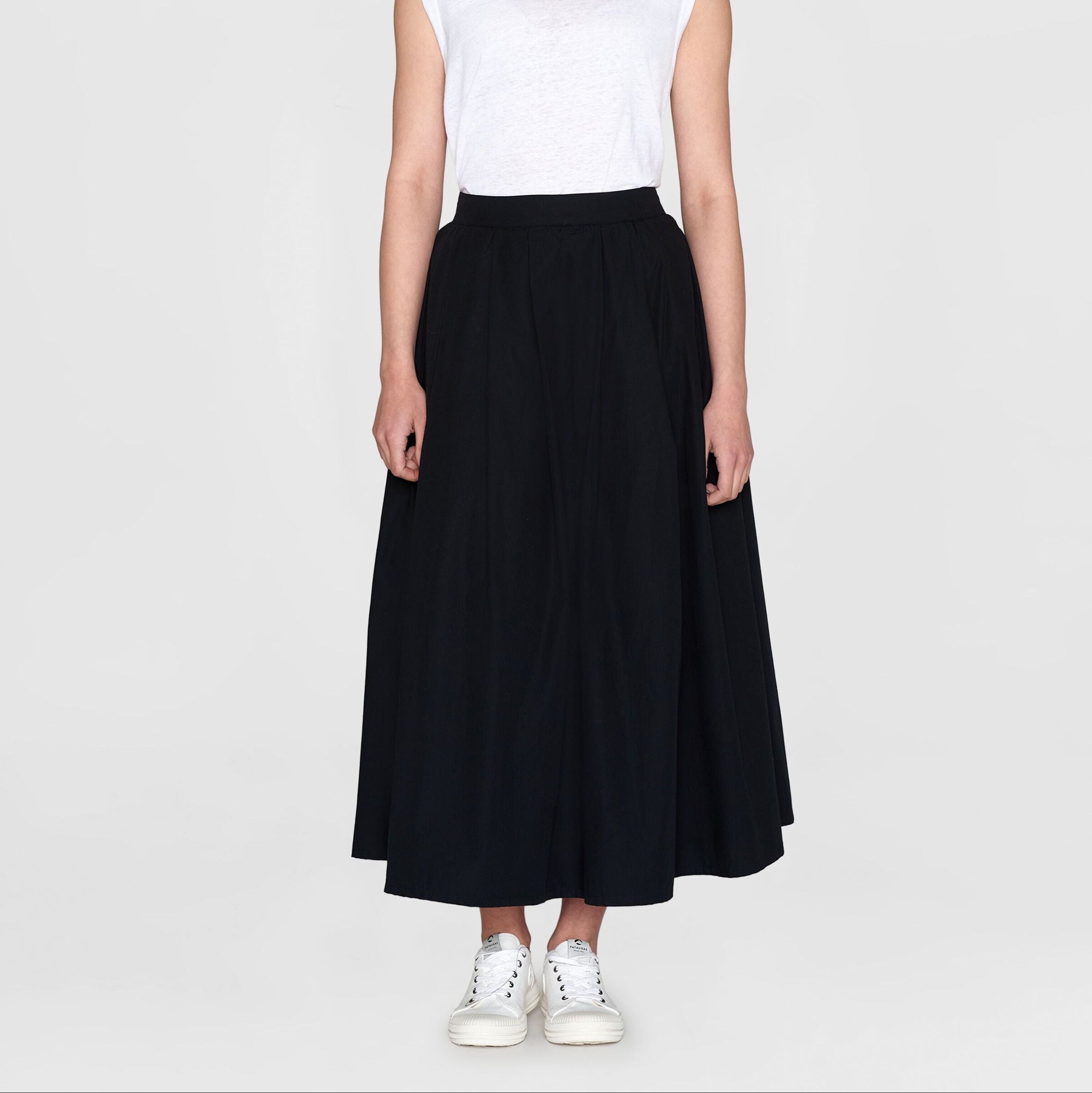 KnowledgeCotton Apparel Pleated Mid-Length Skirt "Poplin" S Schwarz (Black Jet)