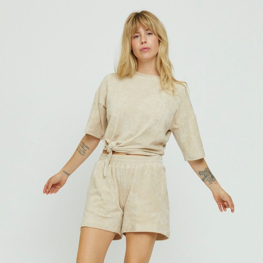 Mazine Velourshorts "Alva" XS Natur (Eggshell)