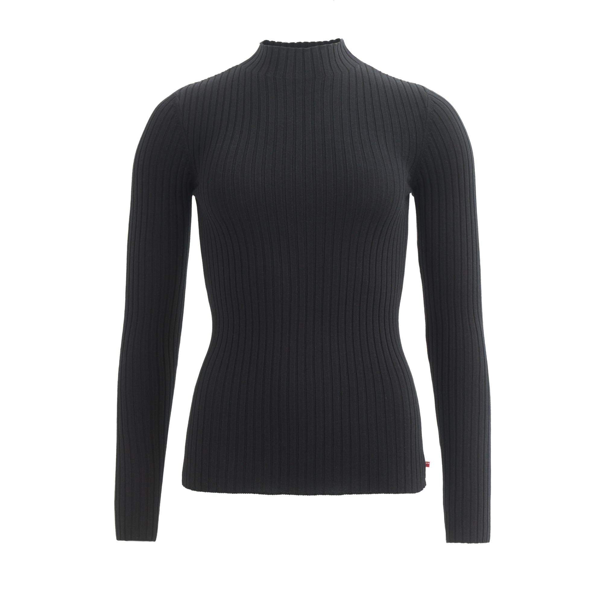 People Wear Organic Rippstrick Pullover Stehkragen Schwarz