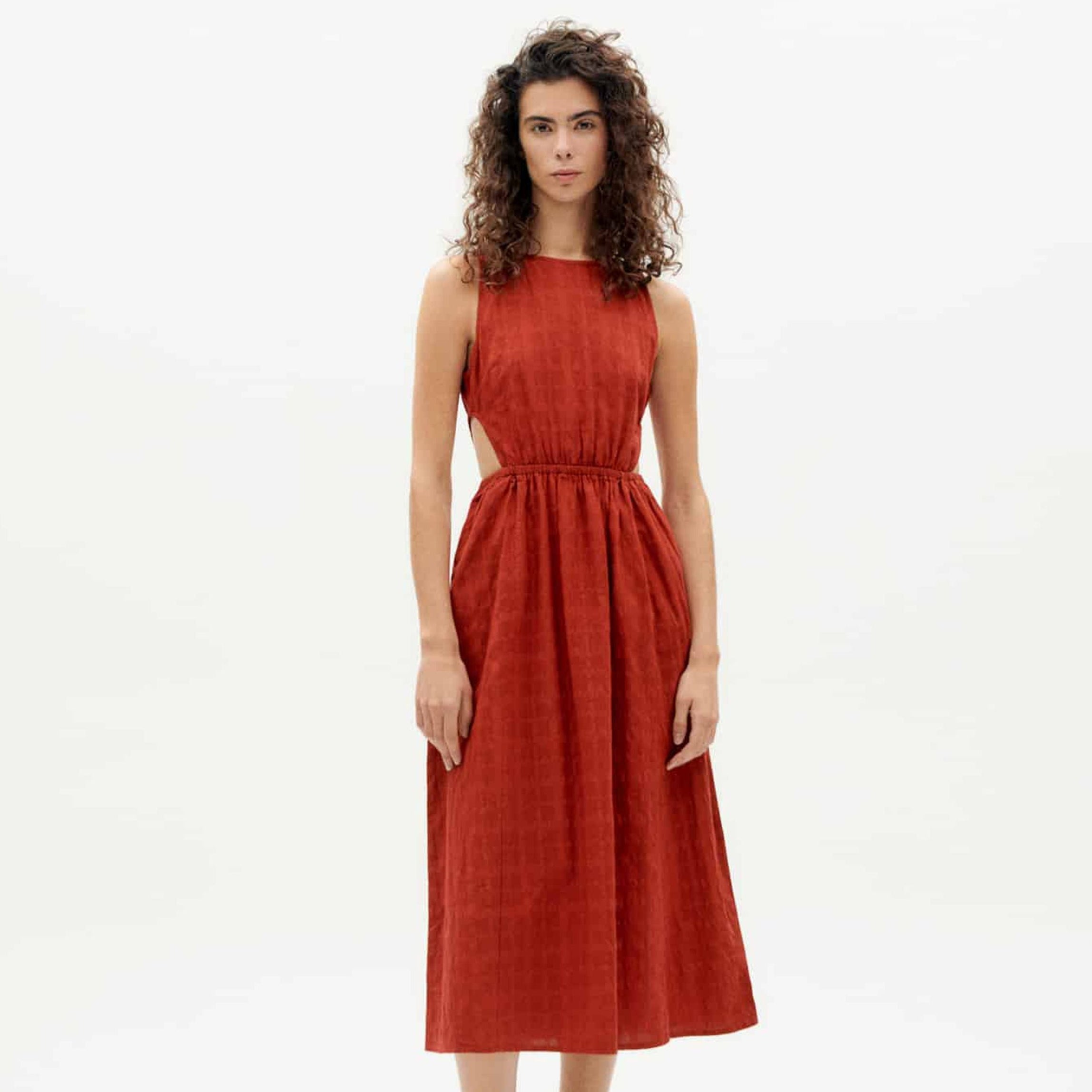 Thinking Mu Kleid "ORANGERED CUADRITO KIN" M Rot (Orangered)