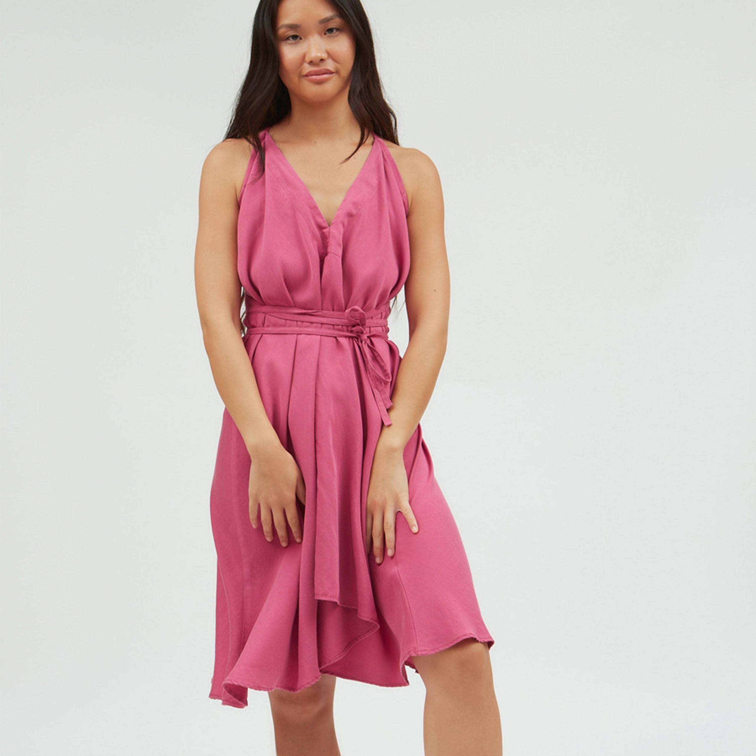 SUITE13LAB Damen Kleid "MP SHORT TENCEL LINEN SS24" One Size Pink (Fuchsia)