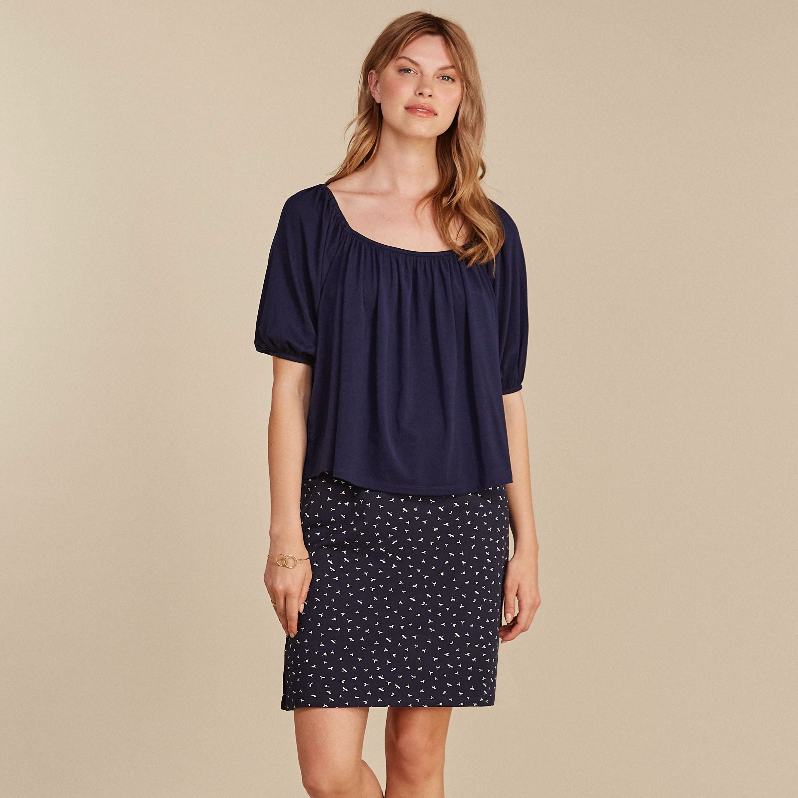 People Tree Tencel Bluse "Peggy" 8 (XS) Blau (Navy)
