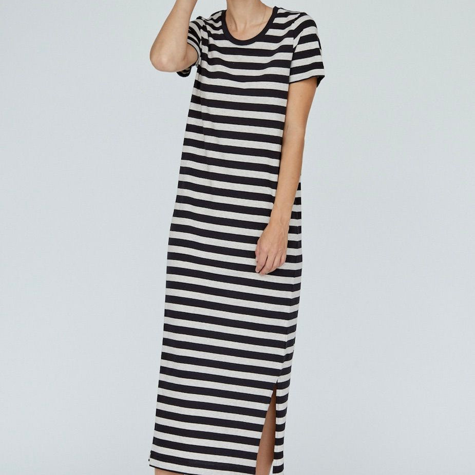 Basic Apparel Gestreift Kleid "Rebekka" XS Weiß (BlackNaturalMelange)