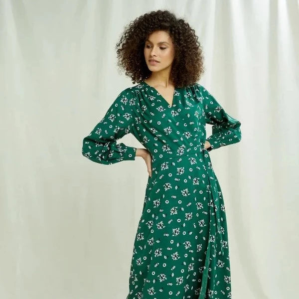 People Tree Kleid "Claudette Floral" XS Dark Green