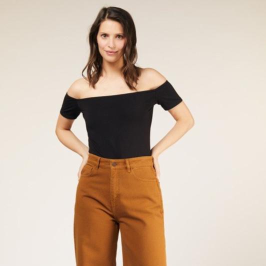 People Tree Damen Top "Uma Bardot" Black