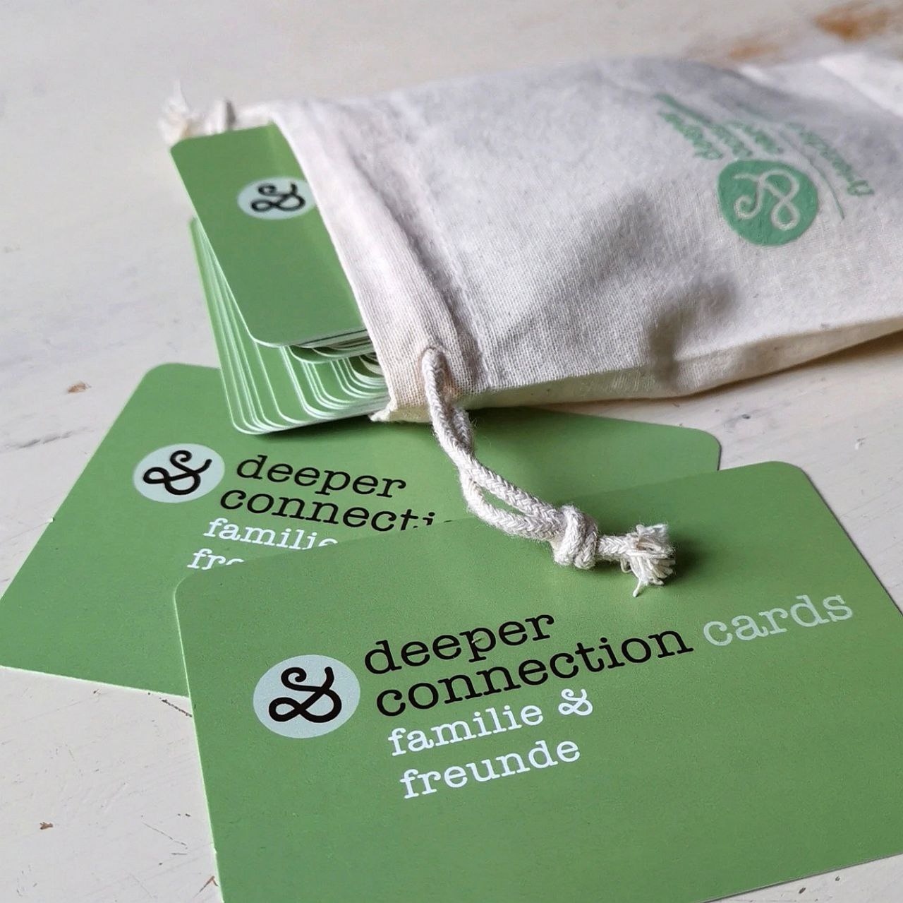 deeper connection Fragekarten im Jutebeutel Familie & Freunde