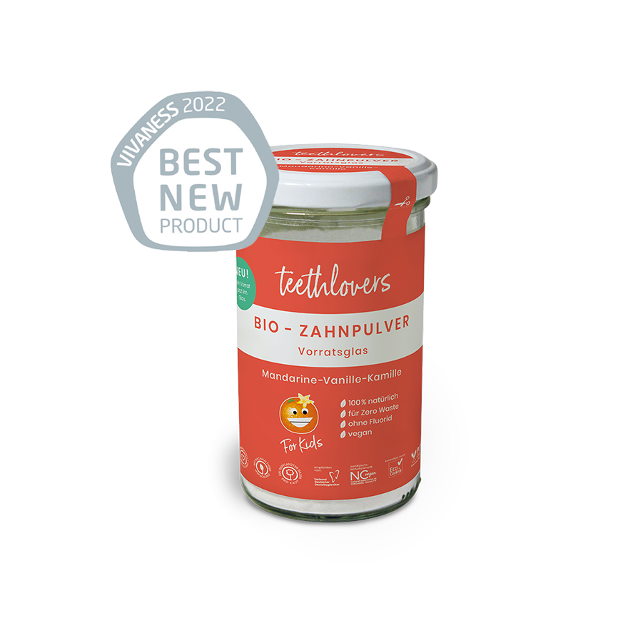 teethlovers Bio-Zahnpulver für Kids "Mandarine-Vanille-Kamille" 135 g