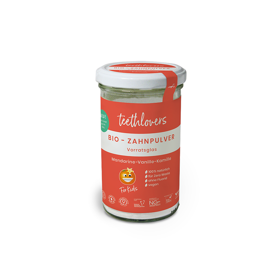 teethlovers Bio-Zahnpulver für Kids "Mandarine-Vanille-Kamille" 135 g