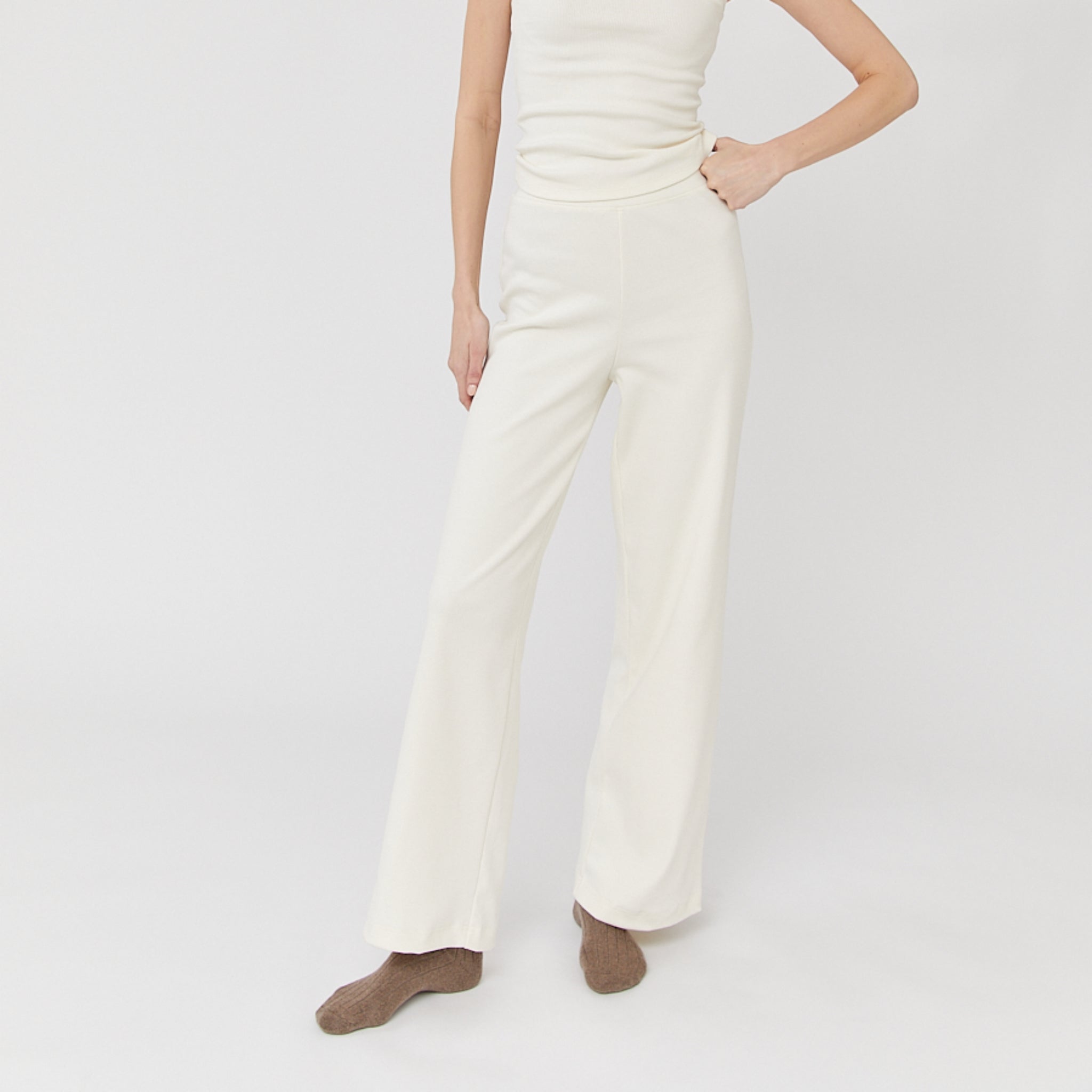 The Slow Label Rib Pants Ecru