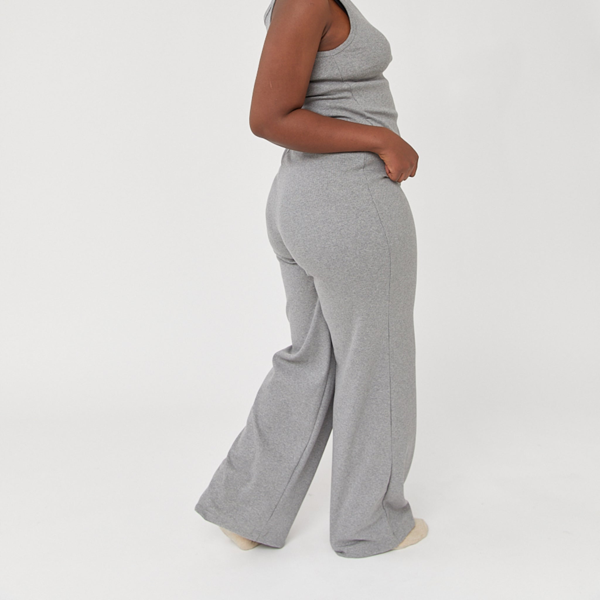 The Slow Label Rib Pants Heather Grey