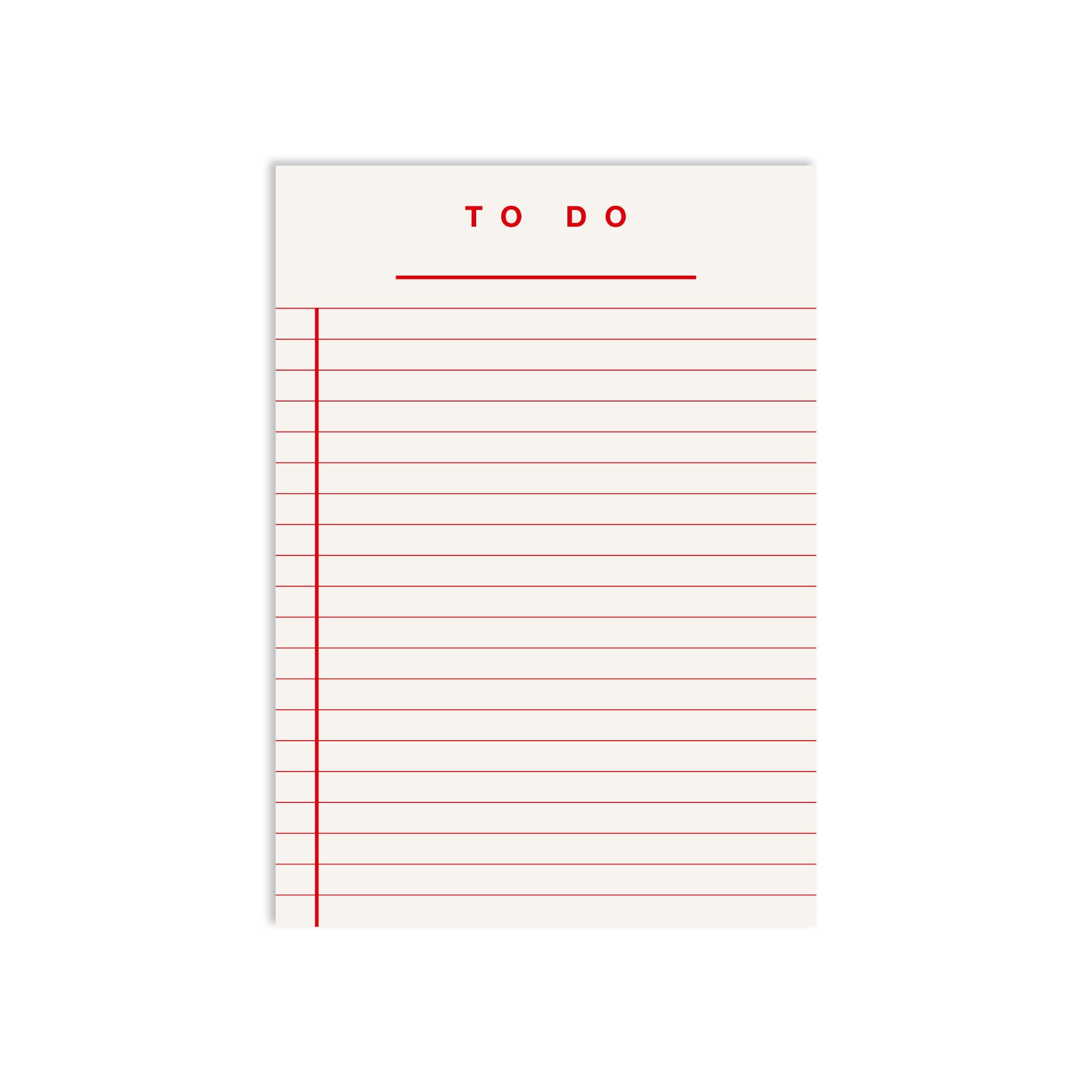 To-Do-Liste mit roten Linien und der Überschrift "TO DO" auf weißem Papier.