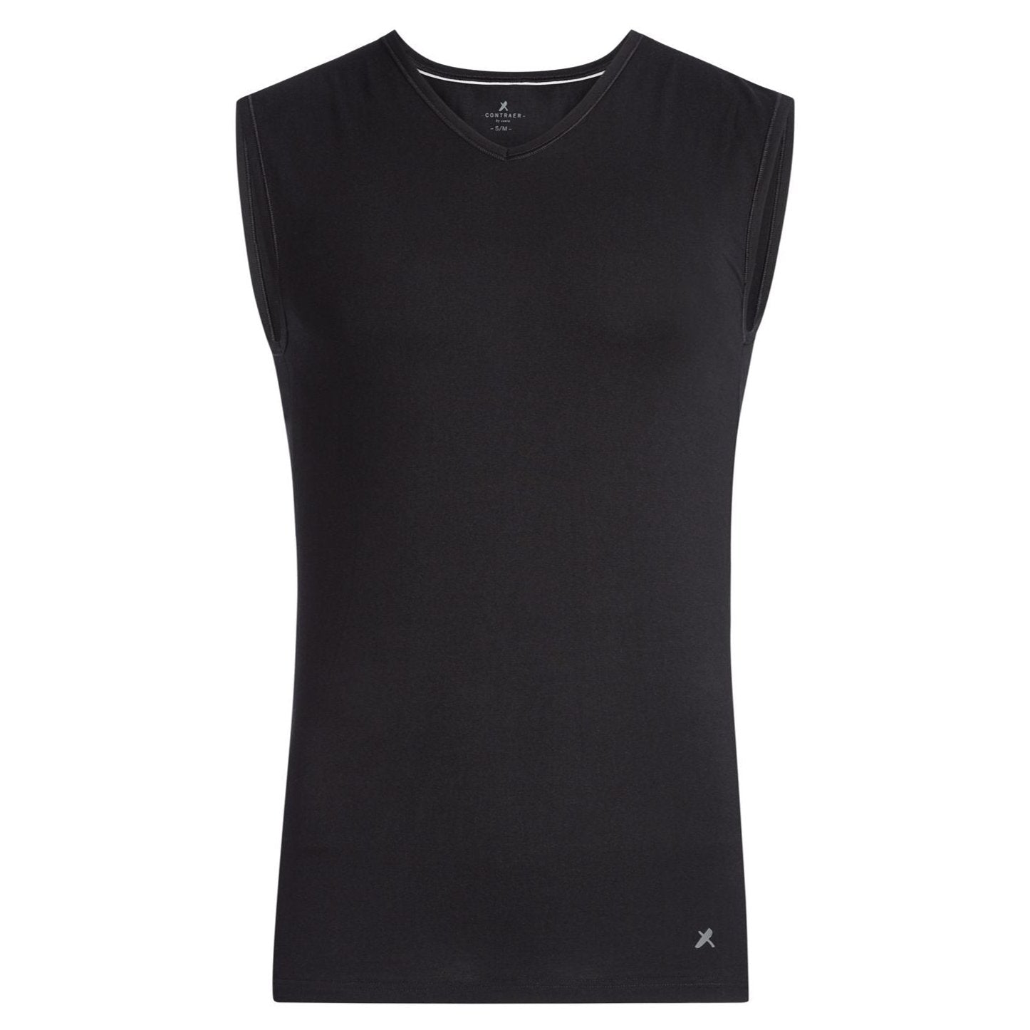 Contraer V-Ausschnitt T-Shirt 1/4 Arm Schwarz
