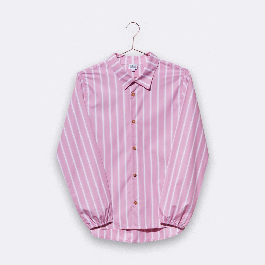 LOVE FOR WOMEN Damen Bluse "Eva" - Dritte Wahl L Rosa weiß gestreift