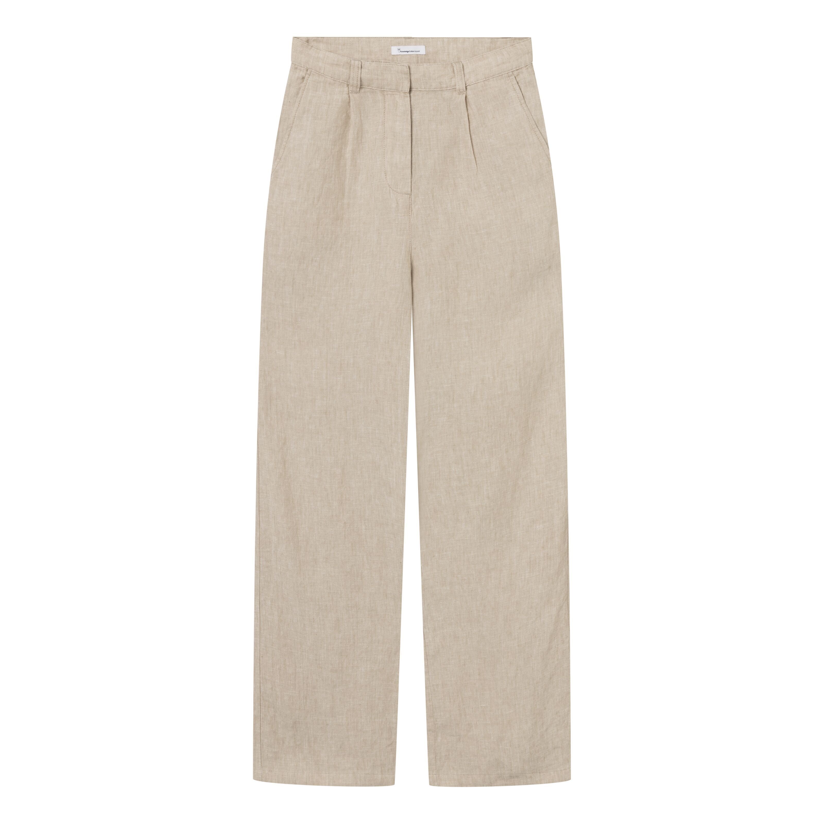 KnowledgeCotton Apparel Pants Wide Mid-Rise Linen "POSEY" L Beige (Light feather gray)