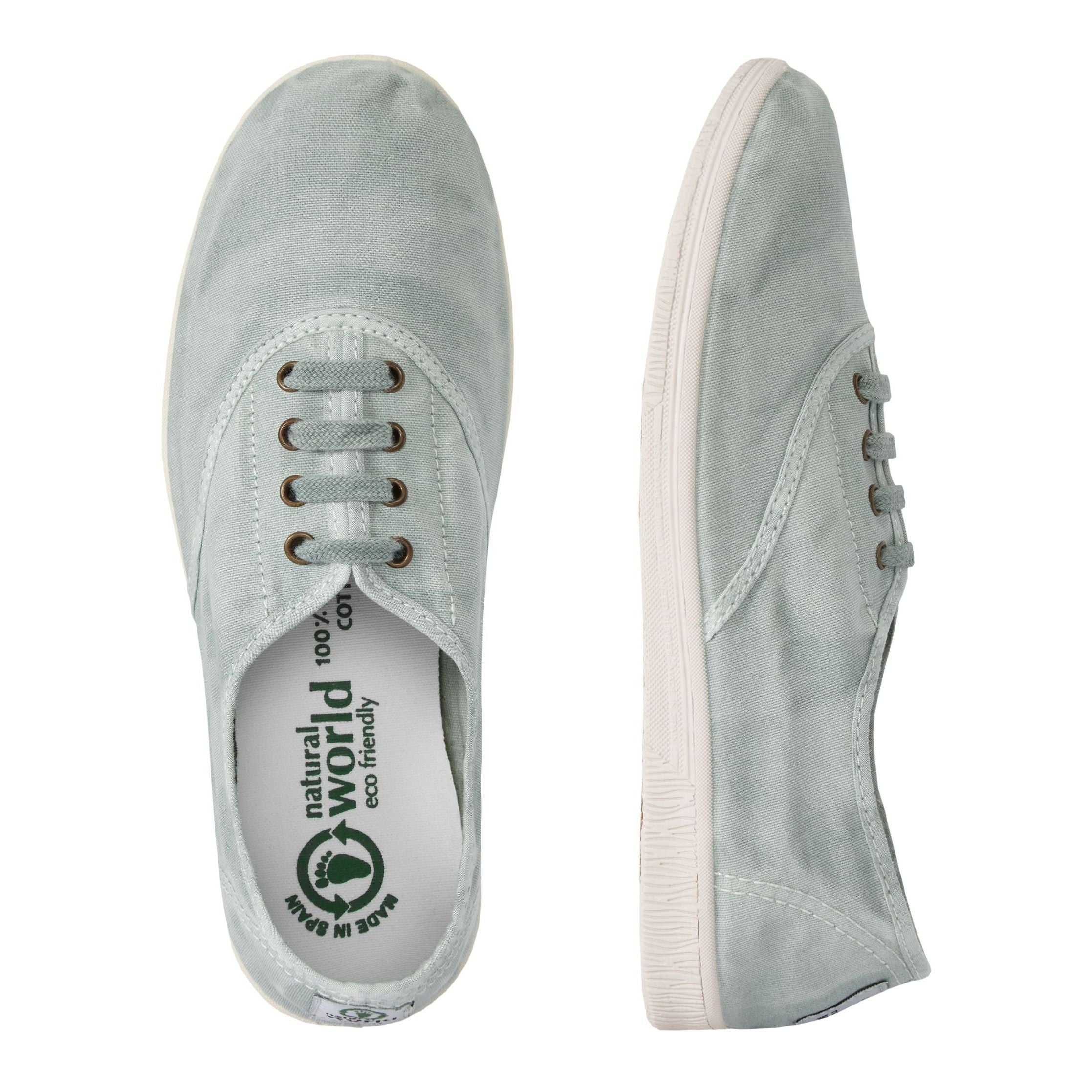 Natural World Washed Vegan Damen Sneaker "Old Arum" 37 Blau (Aqua)
