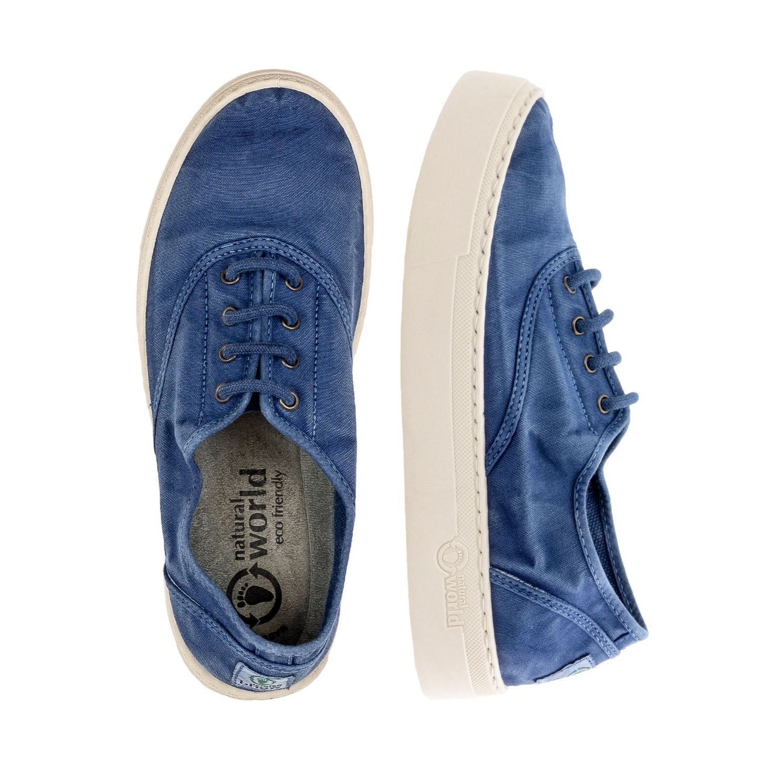 Natural World Washed Vegane Damen Sneaker "Old Sama" Blau (mar)