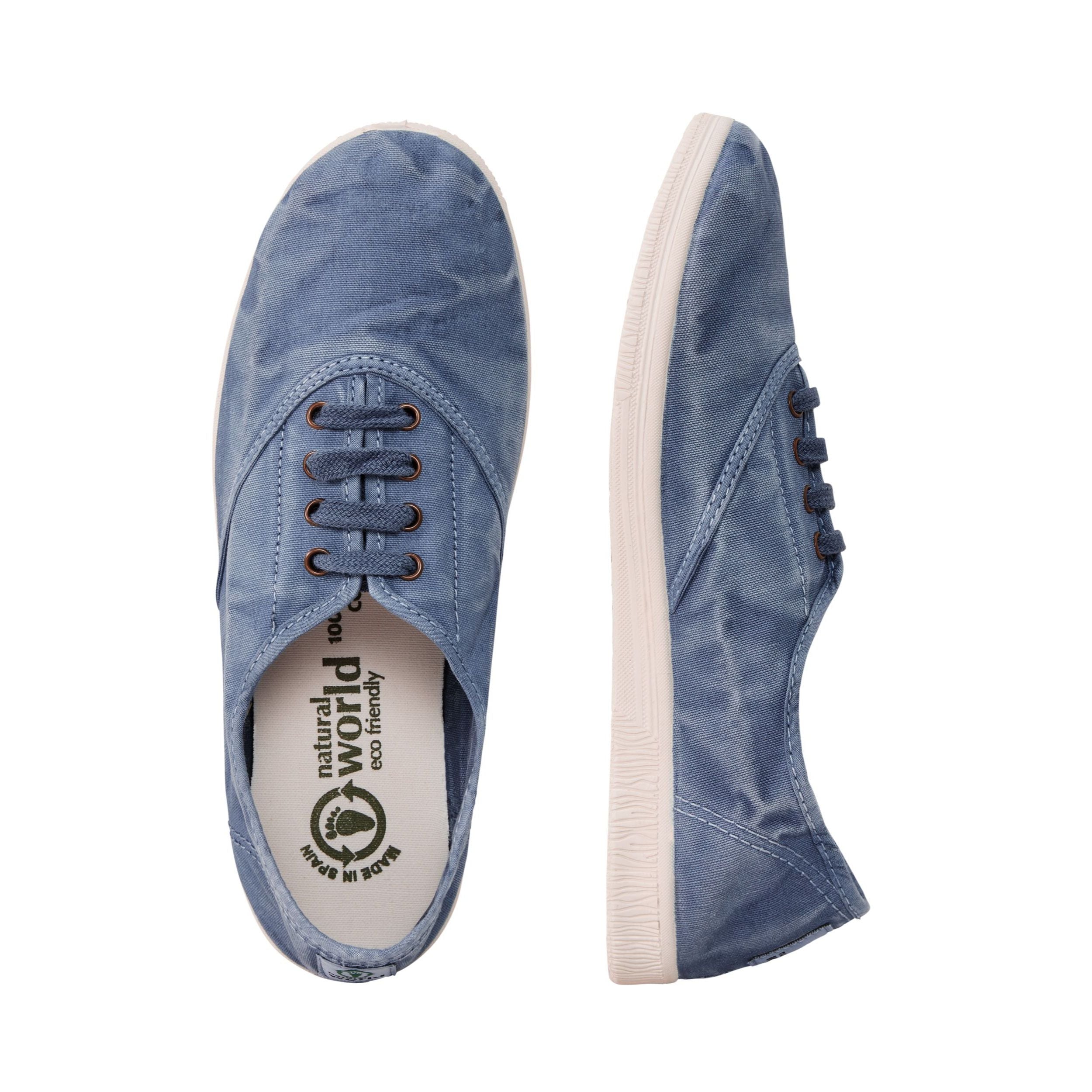 Natural World Washed Vegan Damen Sneaker "Old Arum" 37 Blau(Celest)