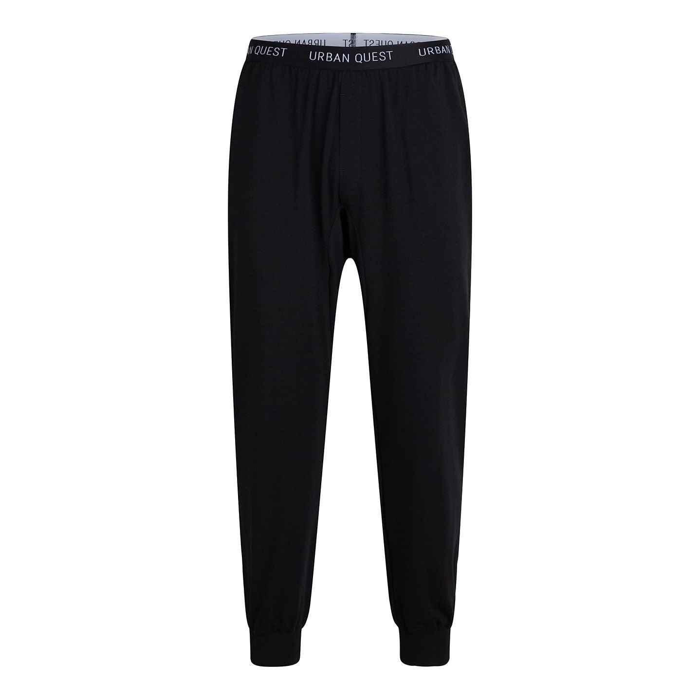 Schwarze Jogginghose mit elastischem Bund und Bündchen.