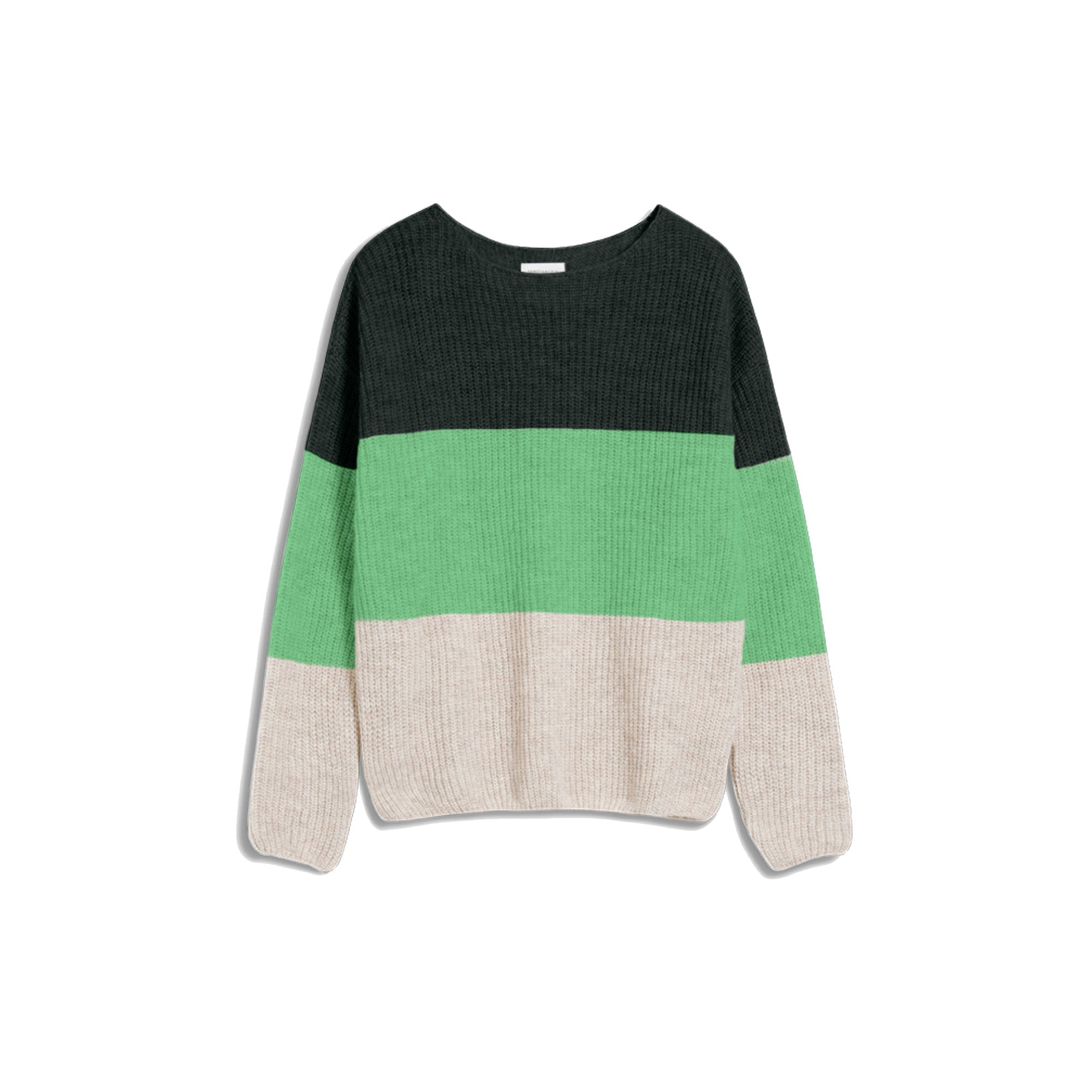 ARMEDANGELS Strick Pullover Loose Fit "SIAANA BLOCKSTRIPES" - oatmilk-apple neon