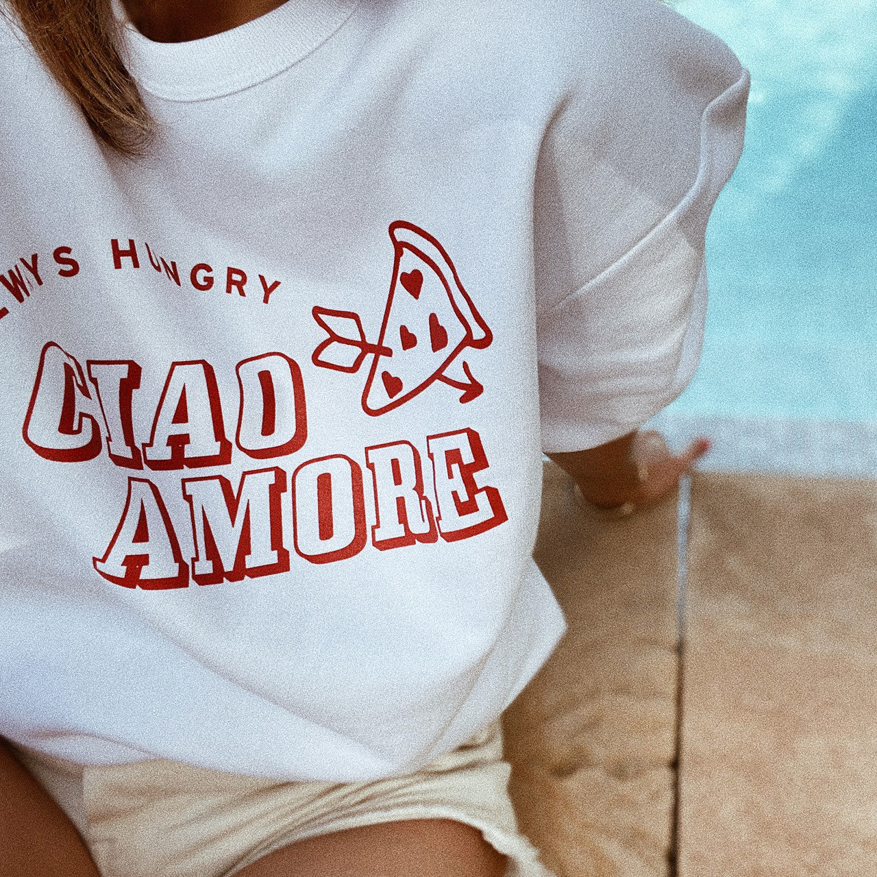 hey soho Sweater "Ciao Amore" Weiß