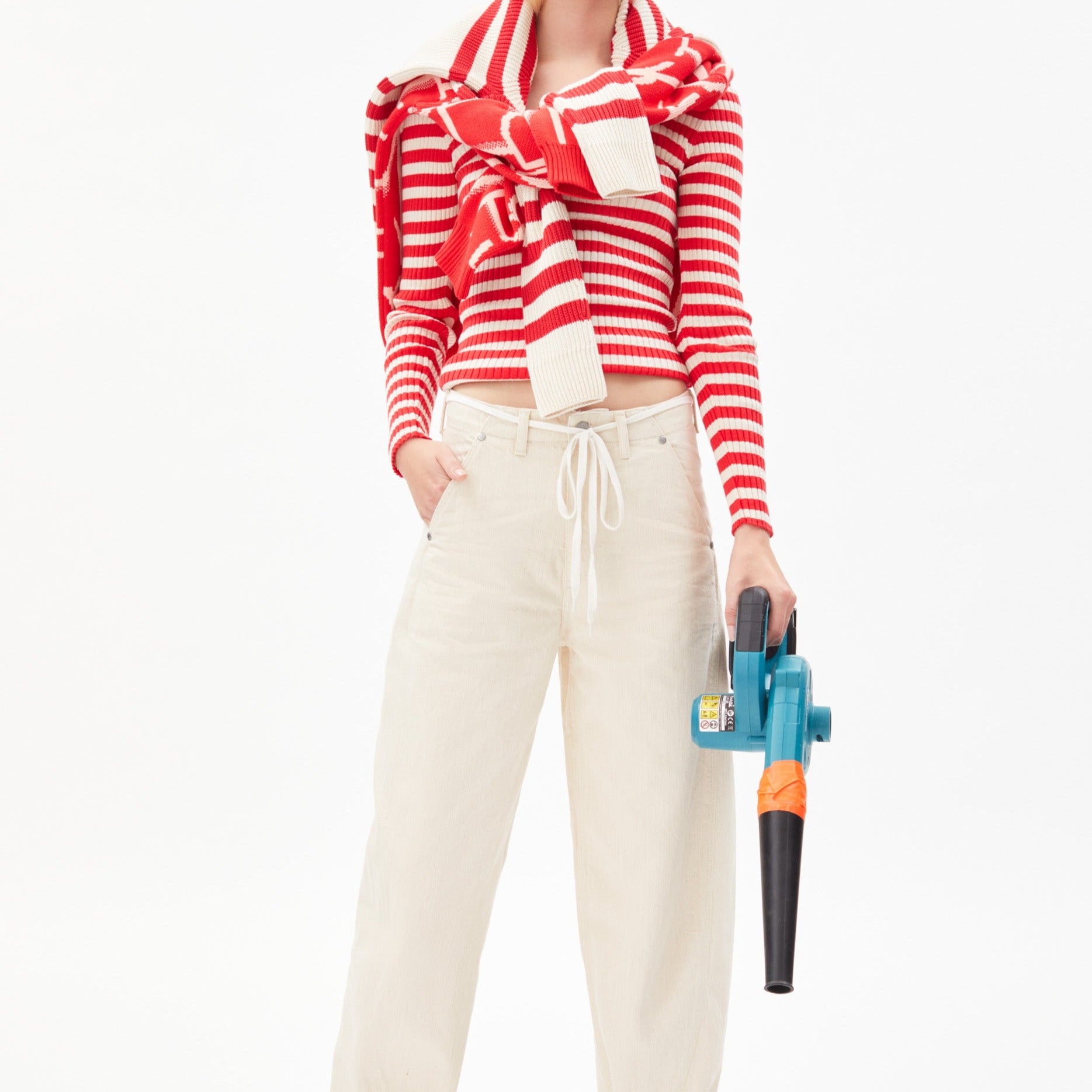 ARMEDANGELS Pullover "ALAANIA CREWNECK STRIPE" - dark poppy-oatmilk