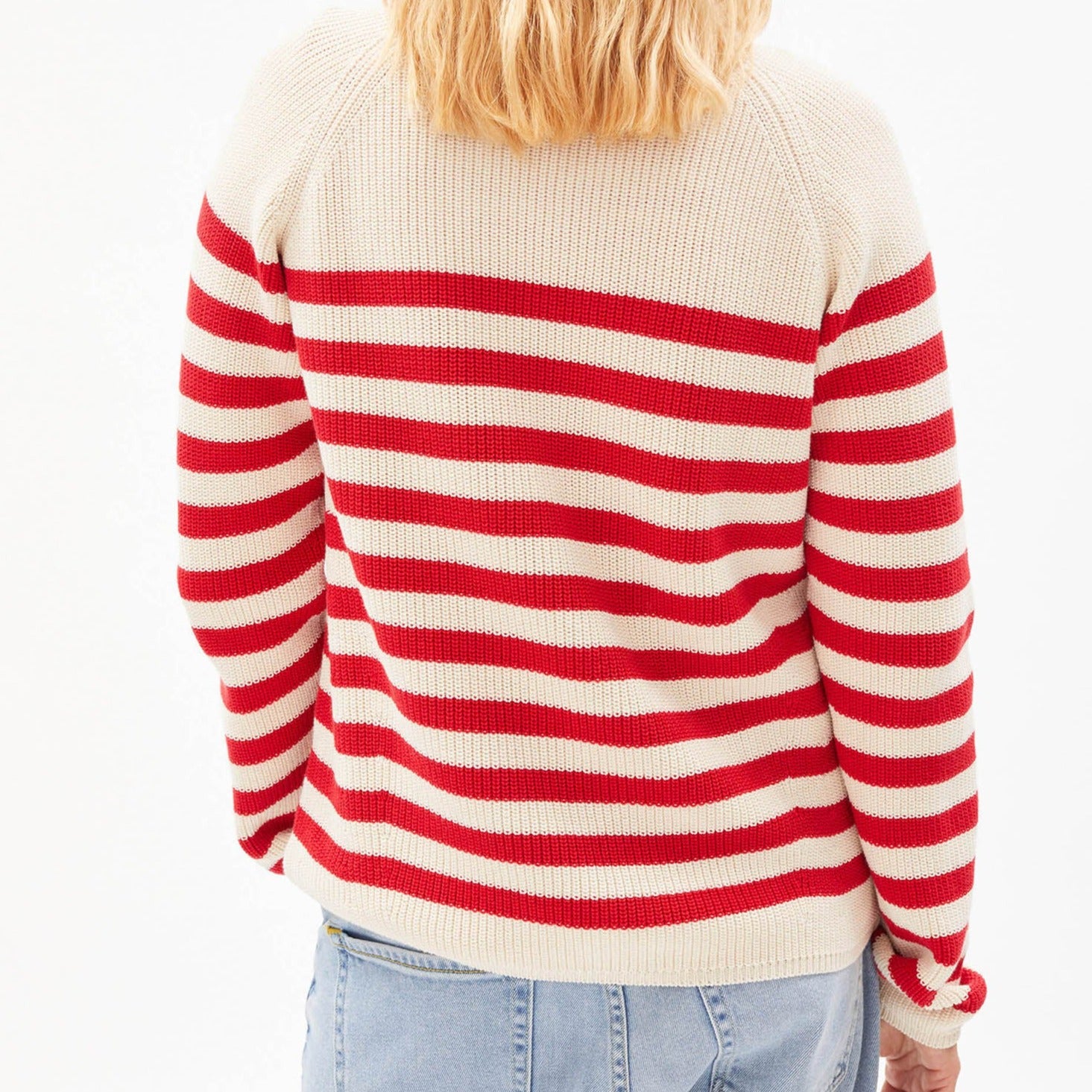 ARMEDANGELS Cardigan "ADRINAA STRIPED" - undyed-dark poppy