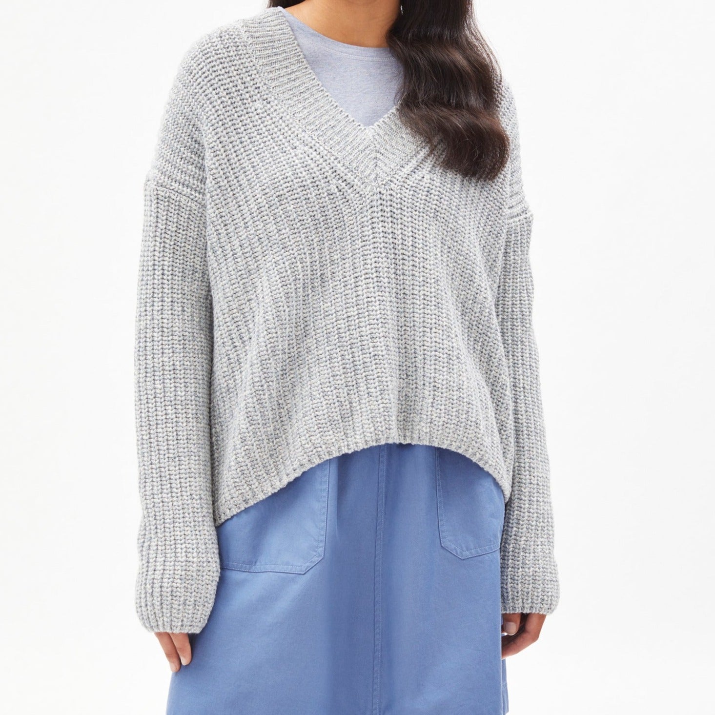 ARMEDANGELS Damen Strickpullover "NARAA DENIM" - faded blue-light desert melange