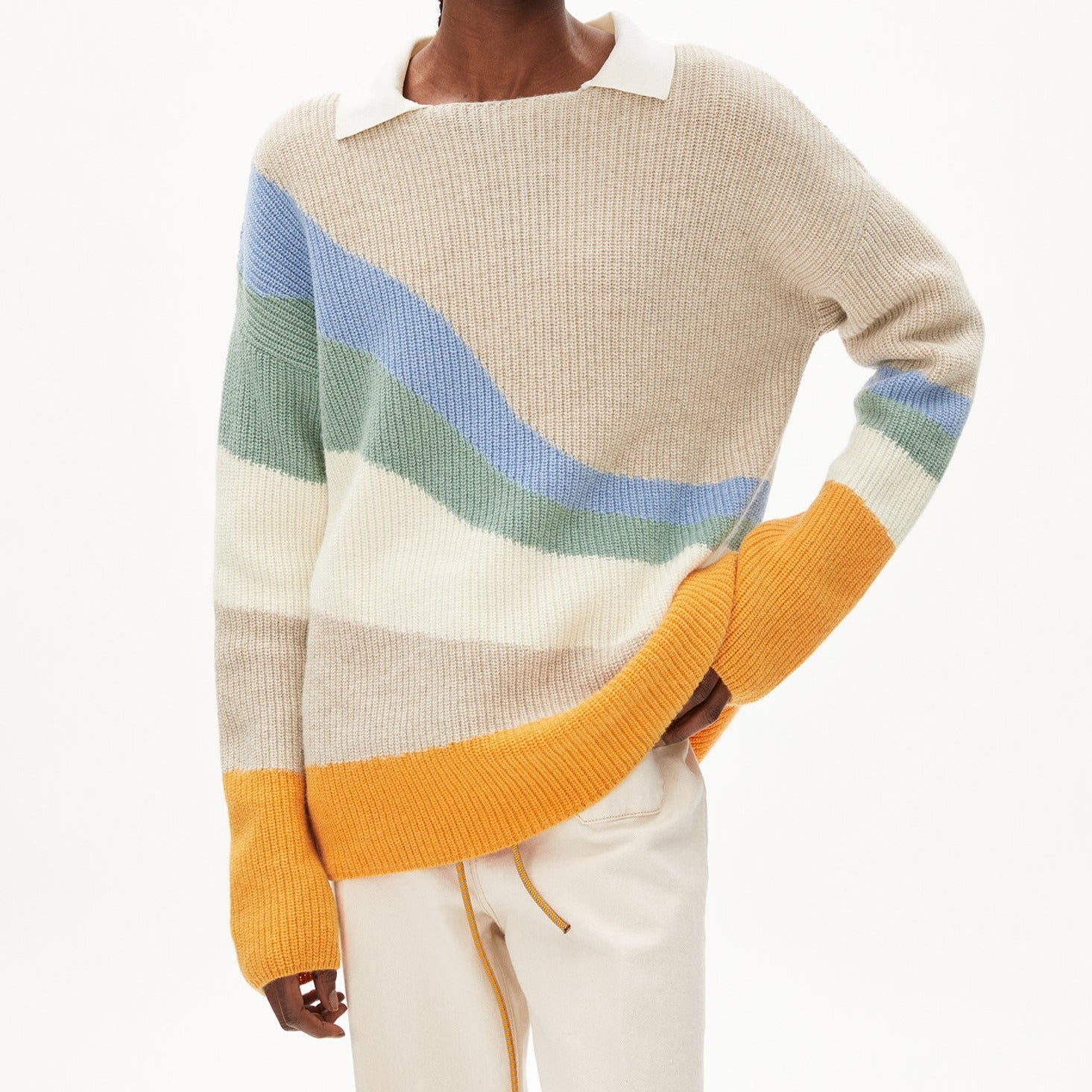 ARMEDANGELS Strick Pullover Loose Fit "MIYAA MULTICOLOR" - light caramel melange