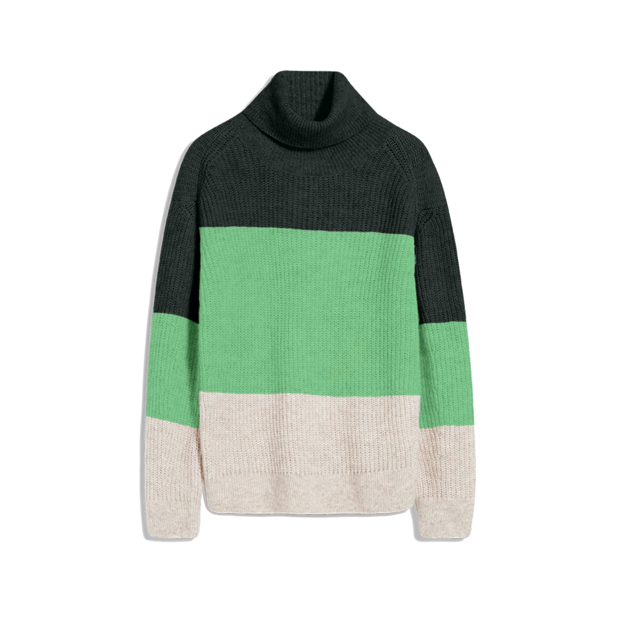 ARMEDANGELS Strick Pullover Loose Fit "ILSIAA BLOCKSTRIPES" - oatmilk-apple neon