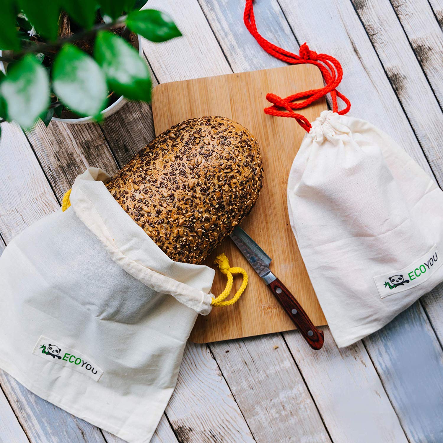 EcoYou 4er-Set Obst- und Gemüsebeutel aus Baumwolle