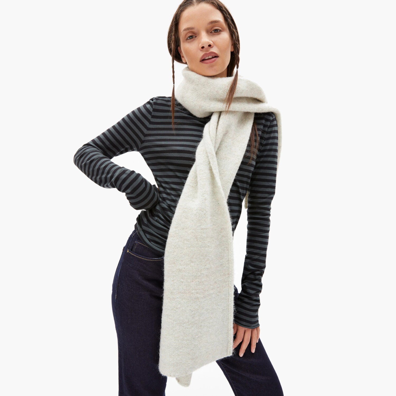 ARMEDANGELS Strickschal "MAARIELA SOFT" - sage green-oatmilk
