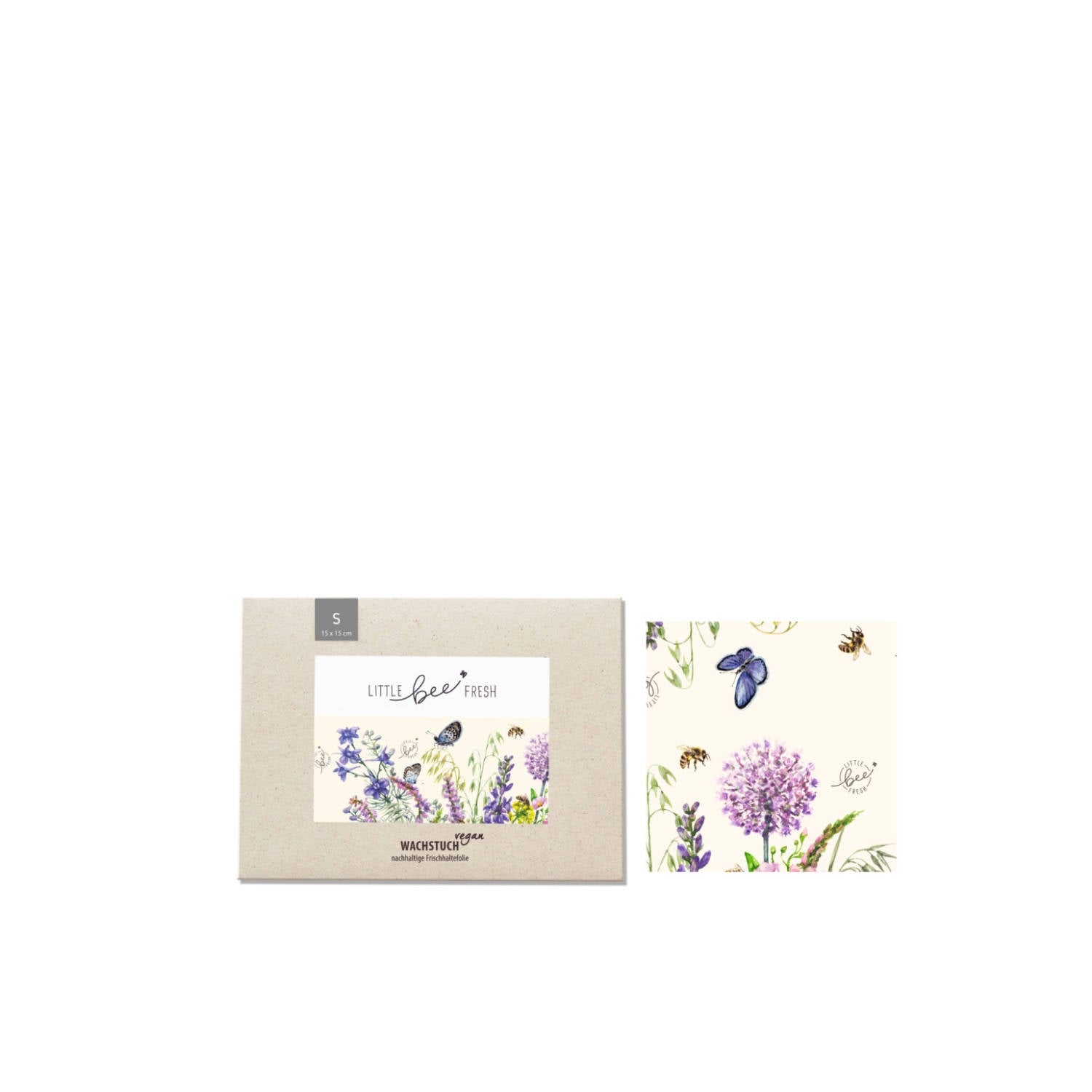 little bee fresh Vegane Wachstücher "Blumenwiese" 5er-Set S