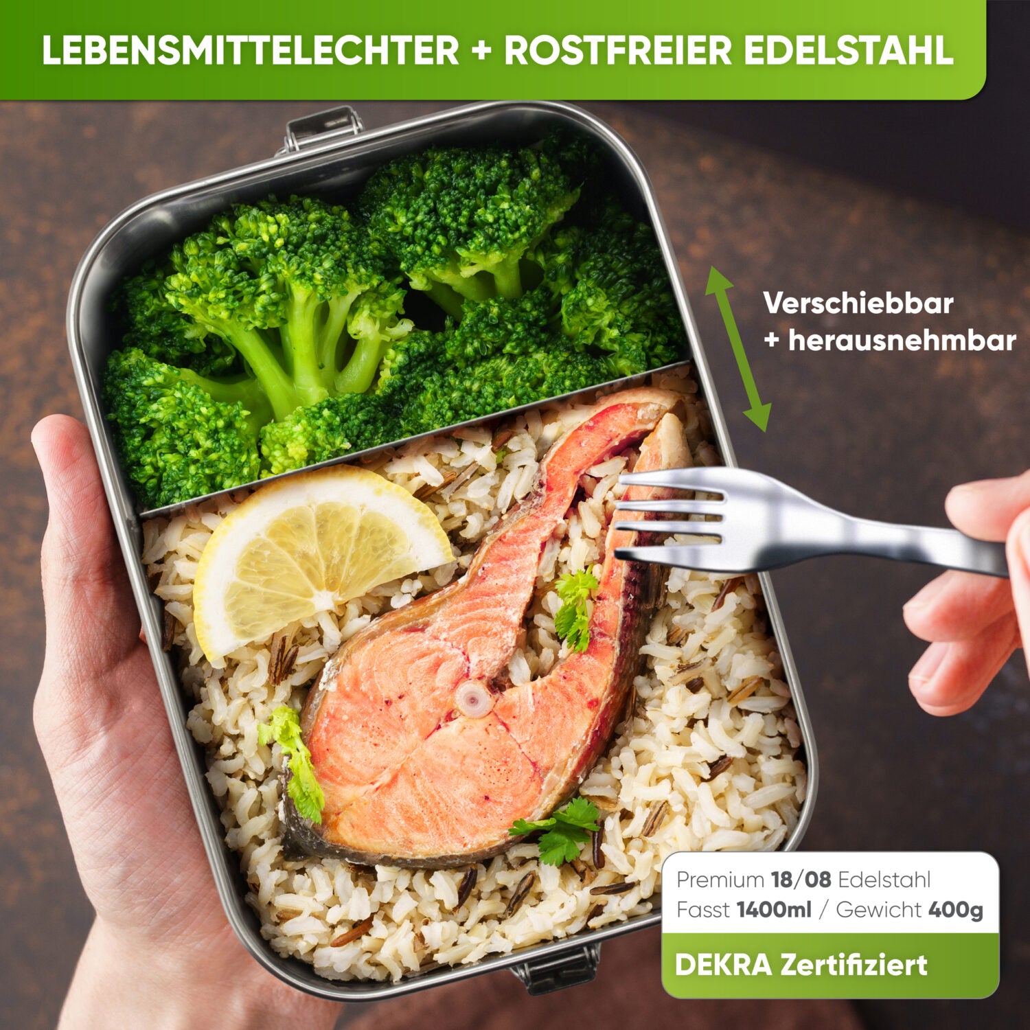 Blockhütte-Brotdose-Edelstahl