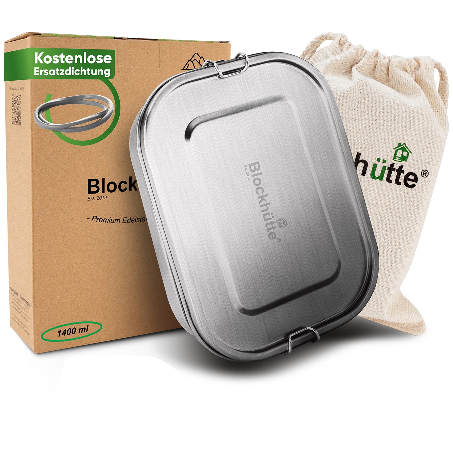 Blockhütte Premium Edelstahl Brotdose