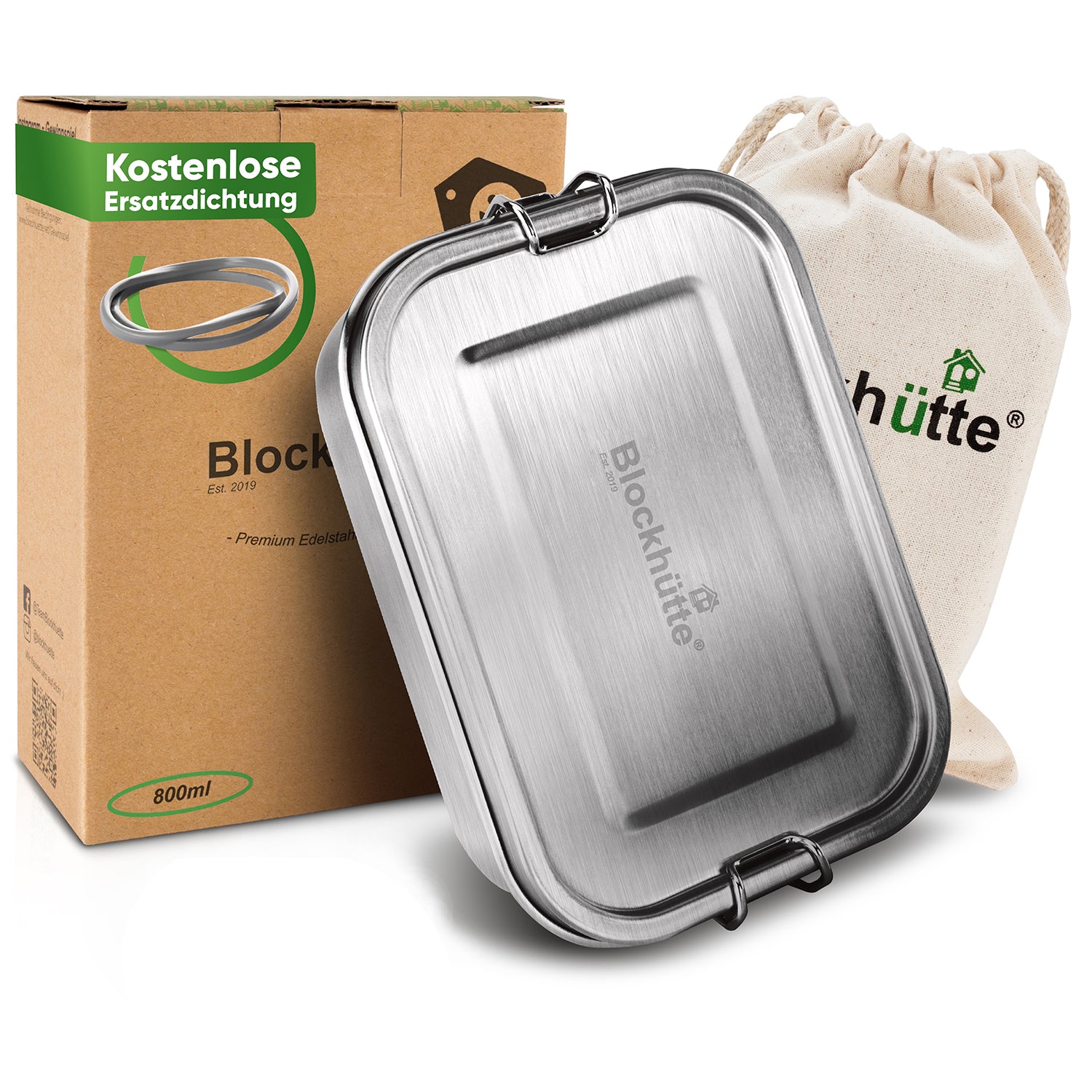 Blockhütte Premium Edelstahl Brotdose