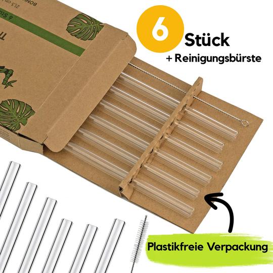 EcoYou 6er-Set Trinkhalme aus Glas