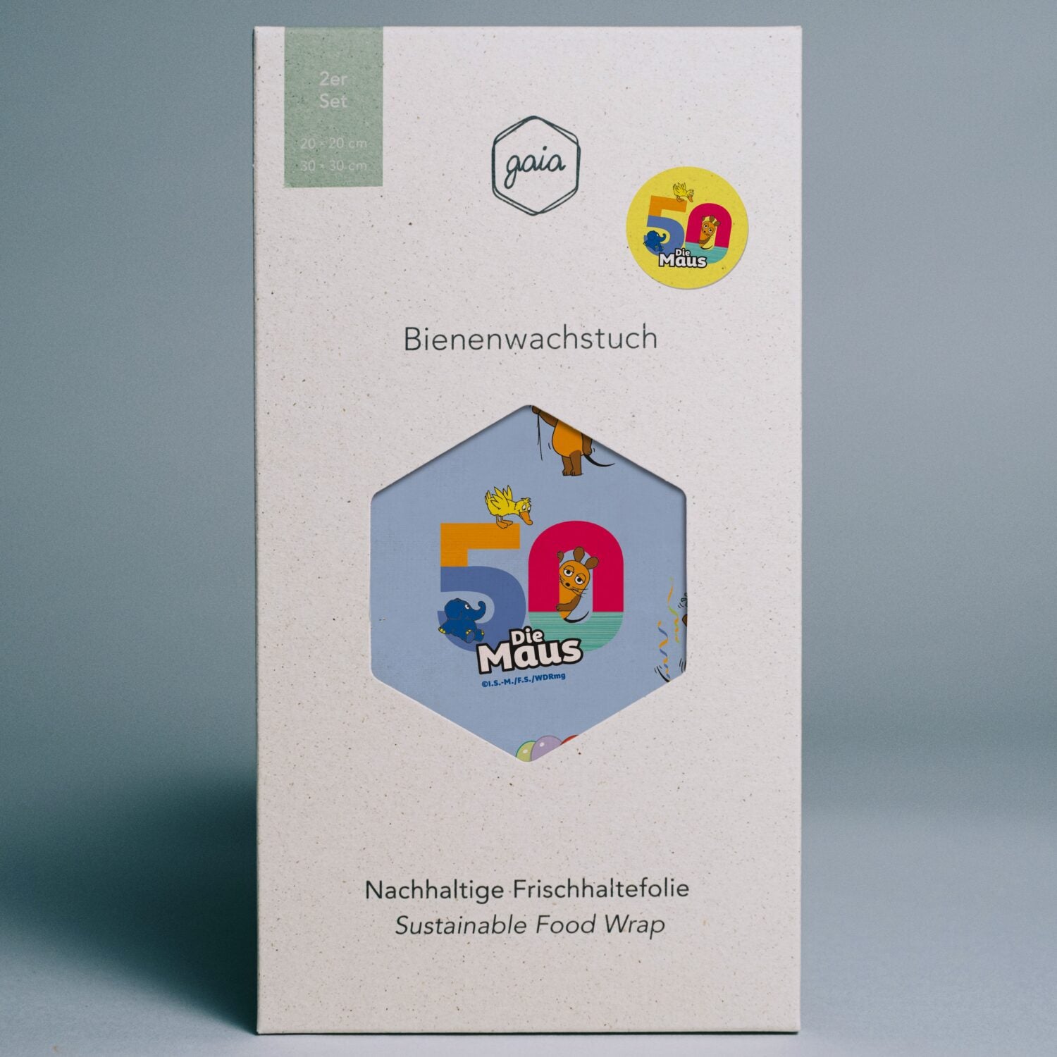 Gaia Bienenwachstuch 2er Set (M-L) - "Die Maus"