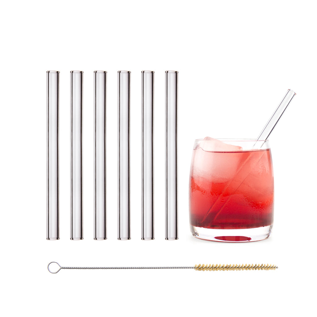 HALM 6er Glasstrohhalm-Set 15cm gerade