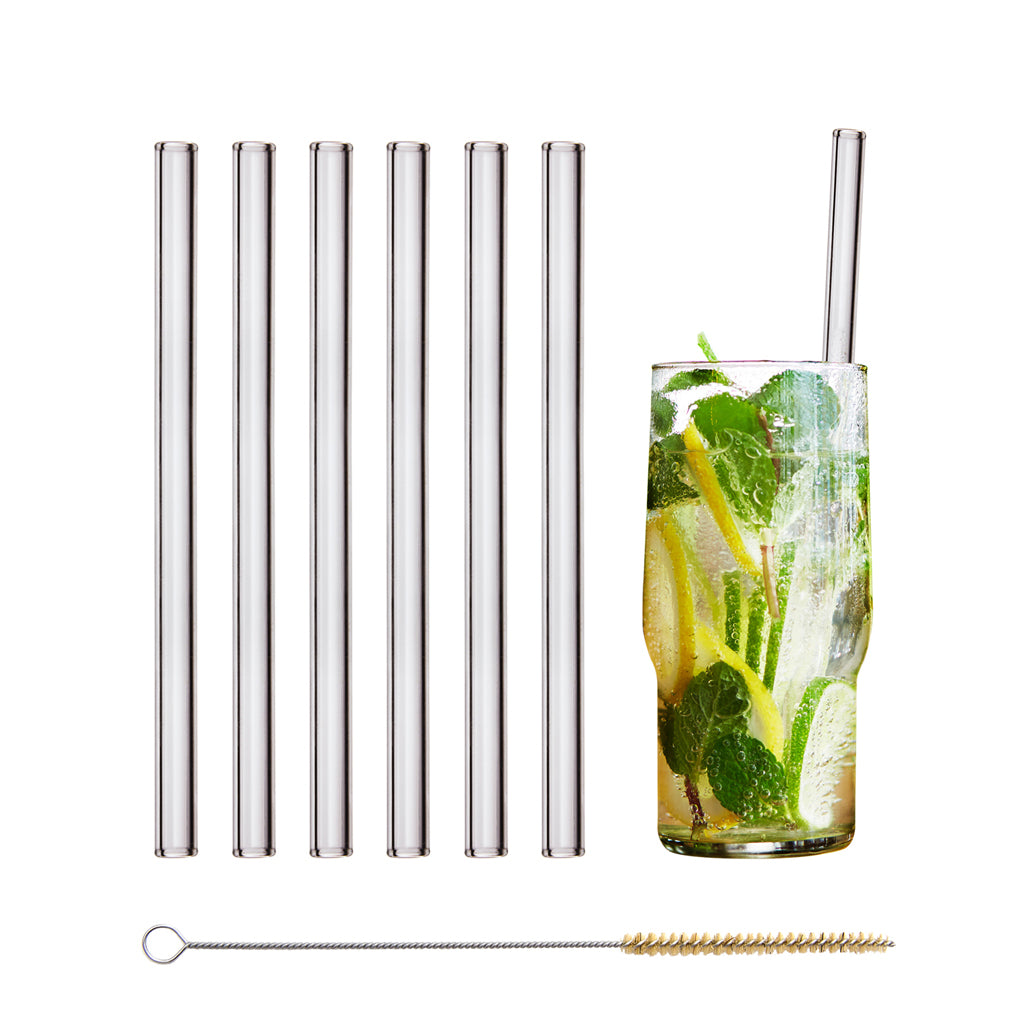 HALM 6er Glasstrohhalm-Set 20cm gerade