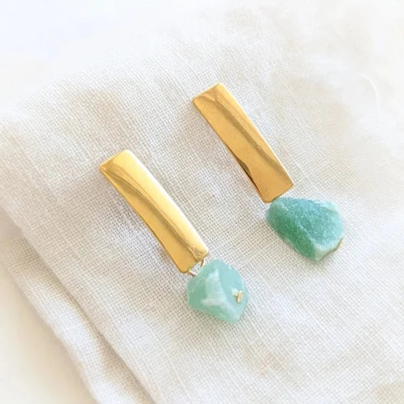 Heavin Ohrstecker Naturstein "Aventurin" Gold
