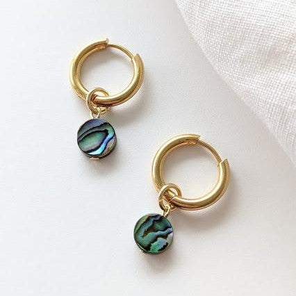 Heavin Creolen Perlmutt Perle "Abalone" Gold