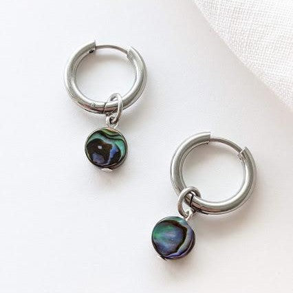Heavin Creolen Perlmutt Perle "Abalone" Silber