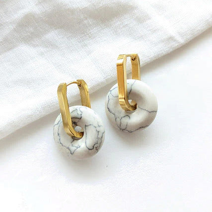 Heavin Creolen "White Marble" Gold