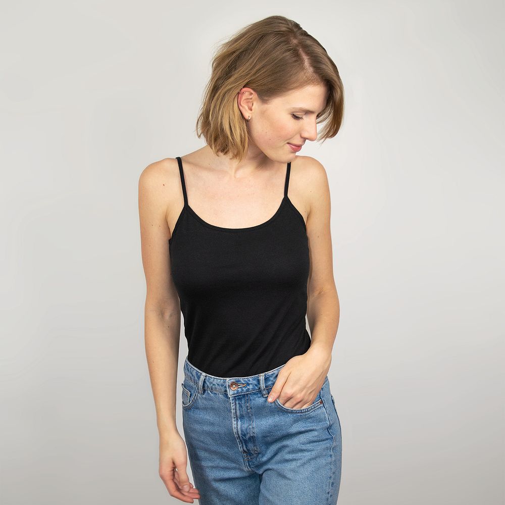 Honest Basics Women Spaghettiträger Top Schwarz
