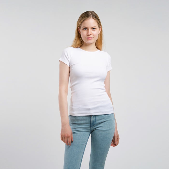 Honest Basics Women Ribbed T-Shirt Weiß