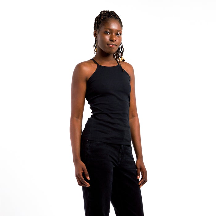 Honest Basics Women Geripptes Top Schwarz