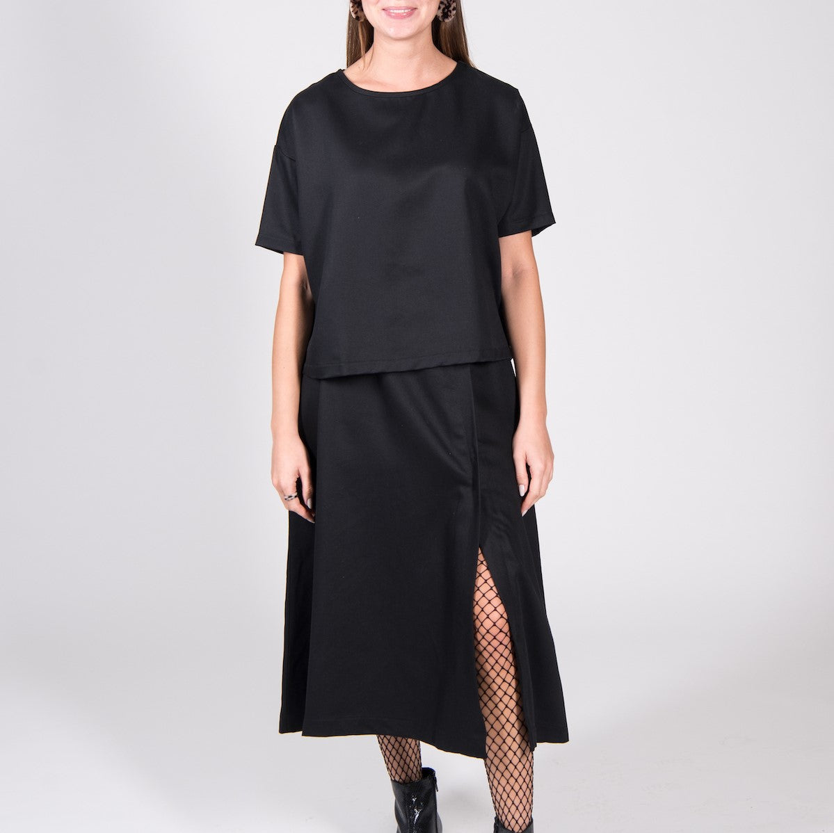 JAN N JUNE Boxy Shirt Chester Twill black