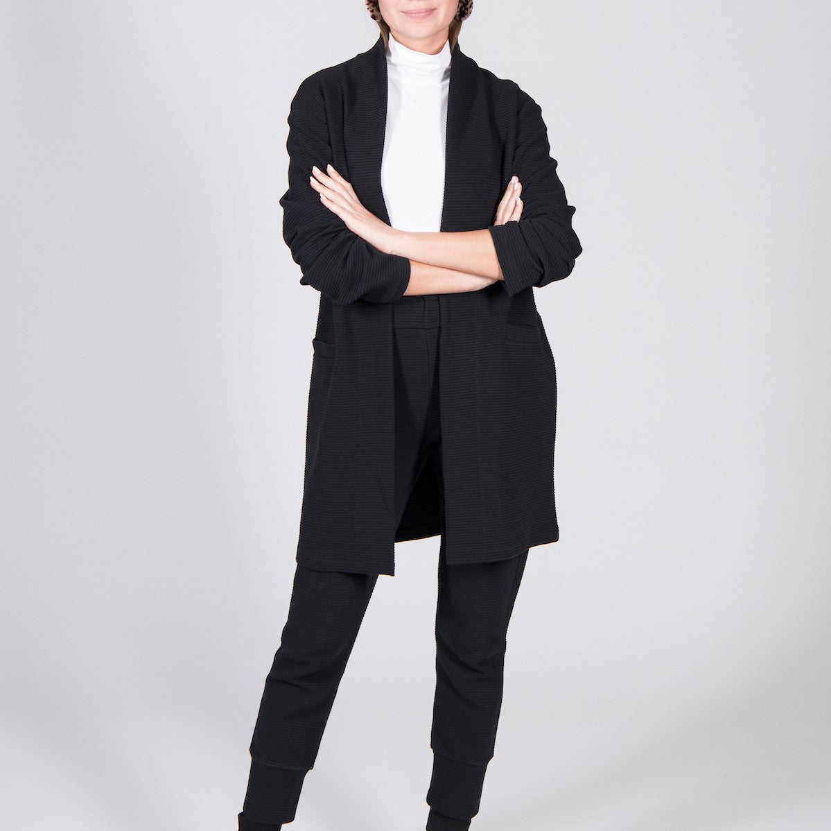 JAN N JUNE Cardigan Belleville Rib Black (2)