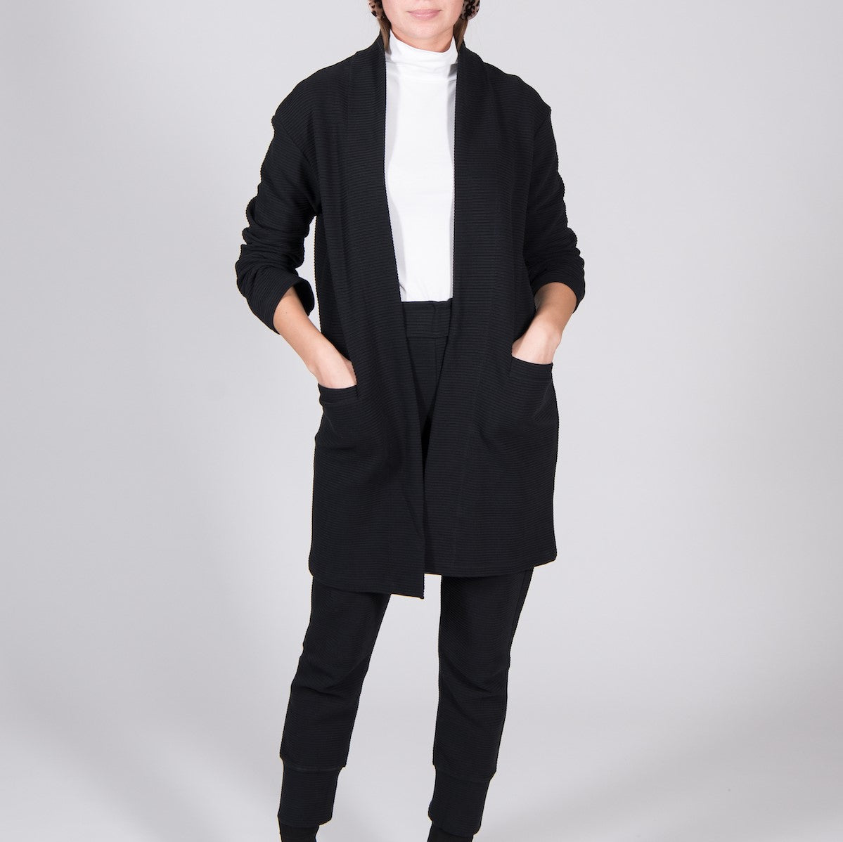 JAN N JUNE Cardigan Belleville Rib Black